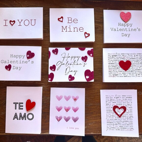 Homemade Valentine Cards Bundle of 5 Cards Handcrafted - Picture 2 of 7
